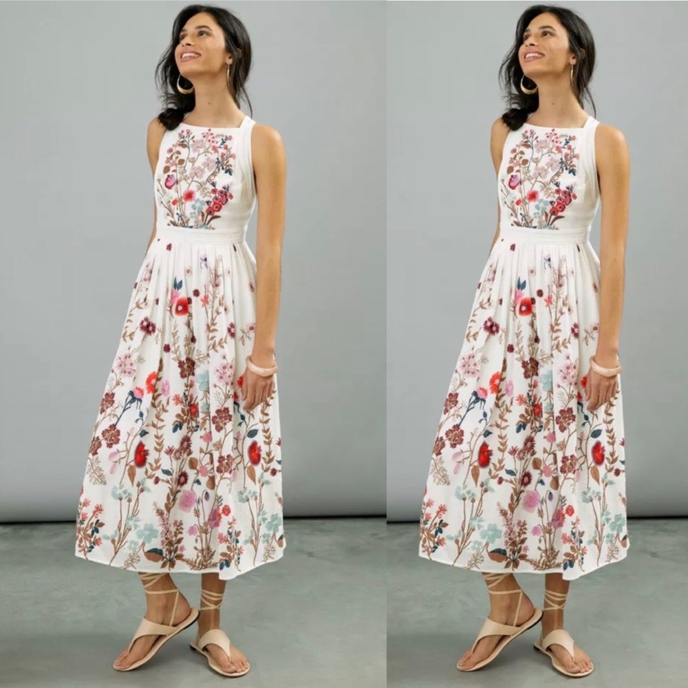 New Anthropologie Eularia Maxi Dress Floral Embroidered